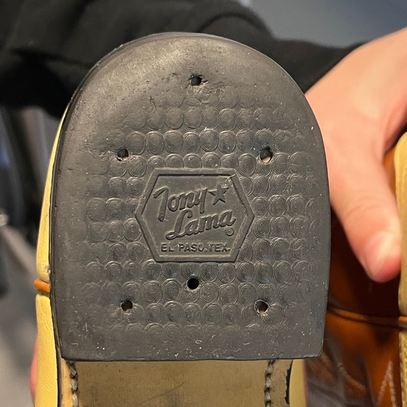 Vintage Tony Lama Woman's Brown & Ivory Buckaroo Wingtip Cowboy Boots Size 6 - Picture 13 of 16